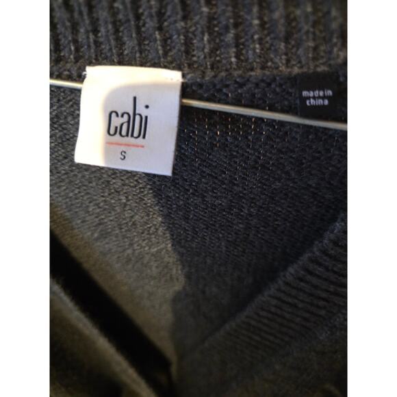 CAbi Cardigan Sweater Dark Gray Snap Front S Womens Warm Beaded Front Art Deco - Picture 4 of 6